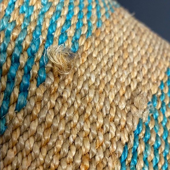 WICKER Raffia Tan Tote Market Leather Strap Flap - Picture 10 of 16